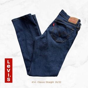 Levi’s 414 Classic Straight Jeans 26 | 90s Minimalist Cigarette Pant Dark Wash